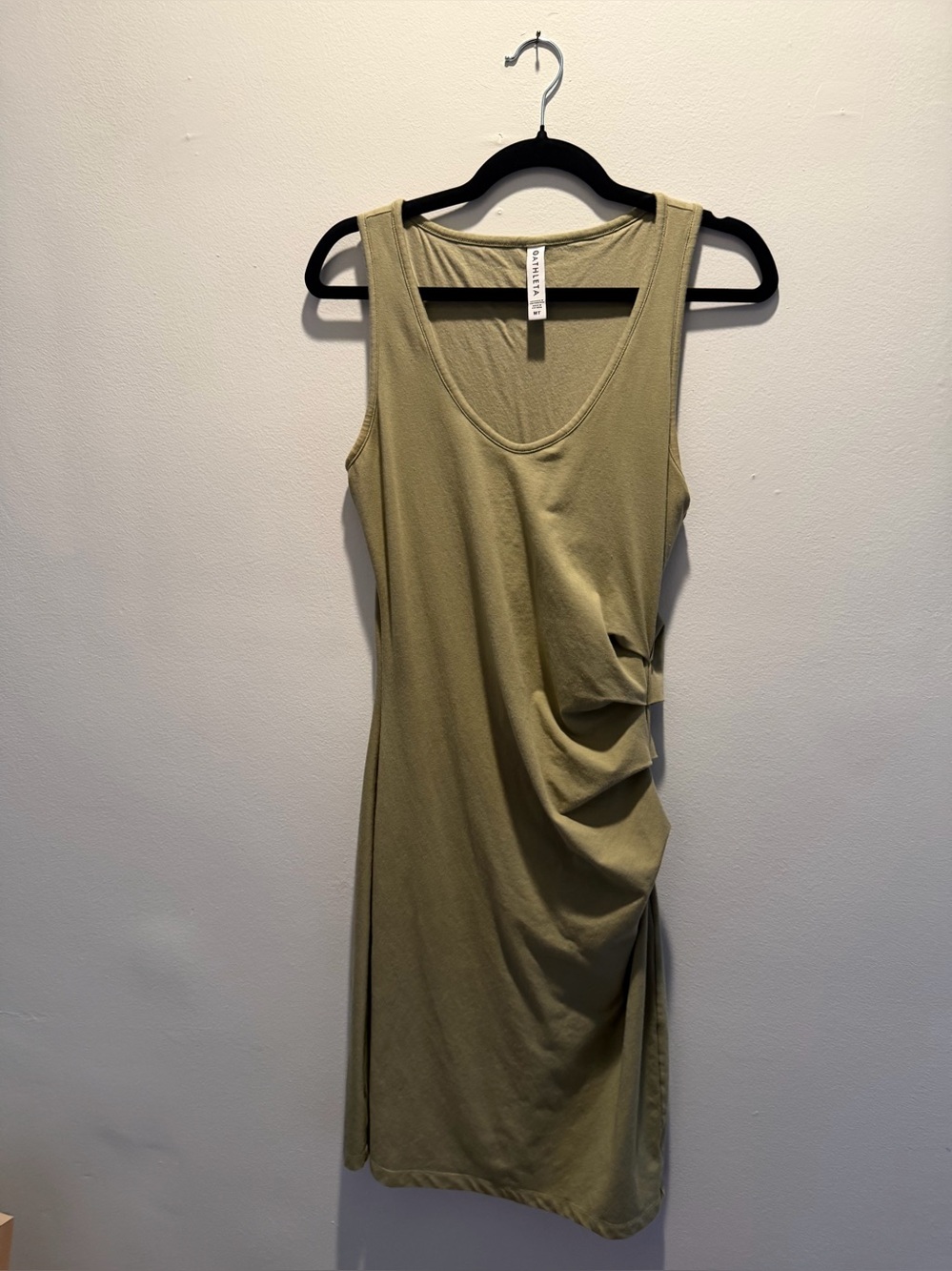 Athleta Shadow Olive “Della” Ruched Tank Dress, Size Medium Tall